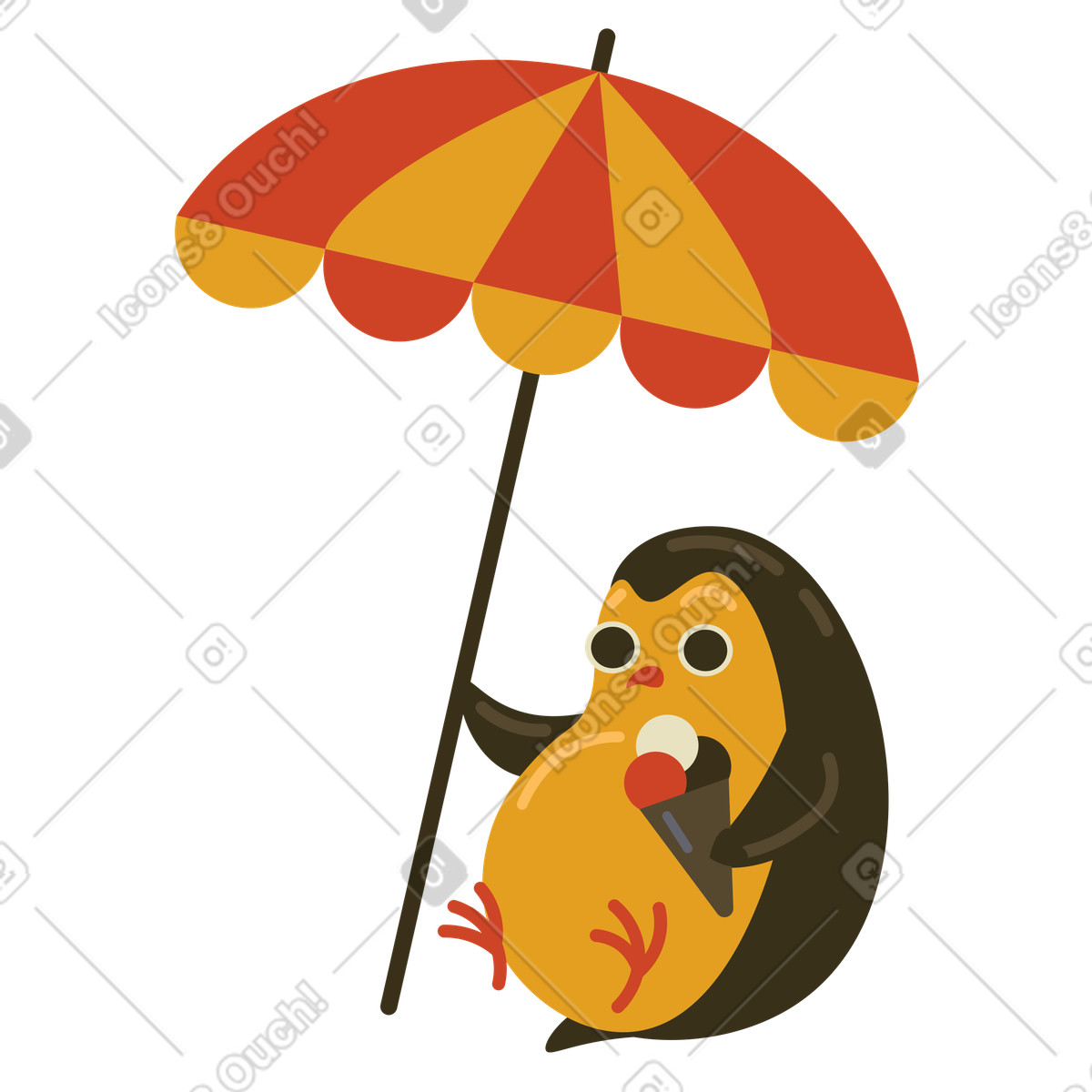 Ilustración Esconderse del sol con un helado en estilo Arabica a descargar en PNG y SVG