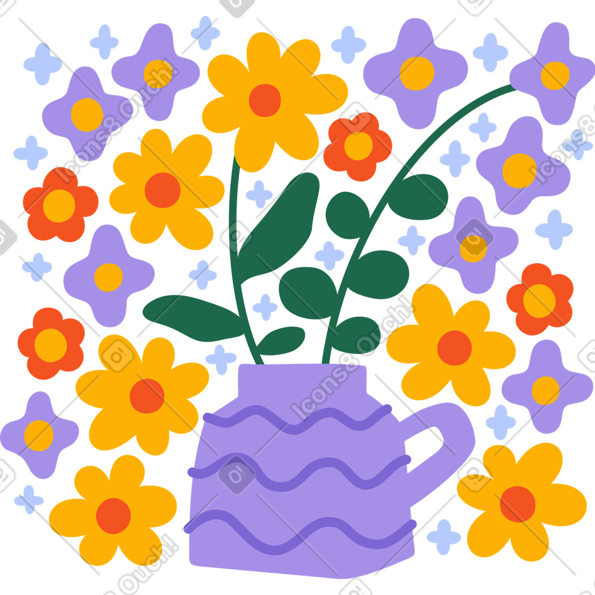 Illustration Fleurs dans un vase le style Experimental à télécharger aux formats PNG, SVG