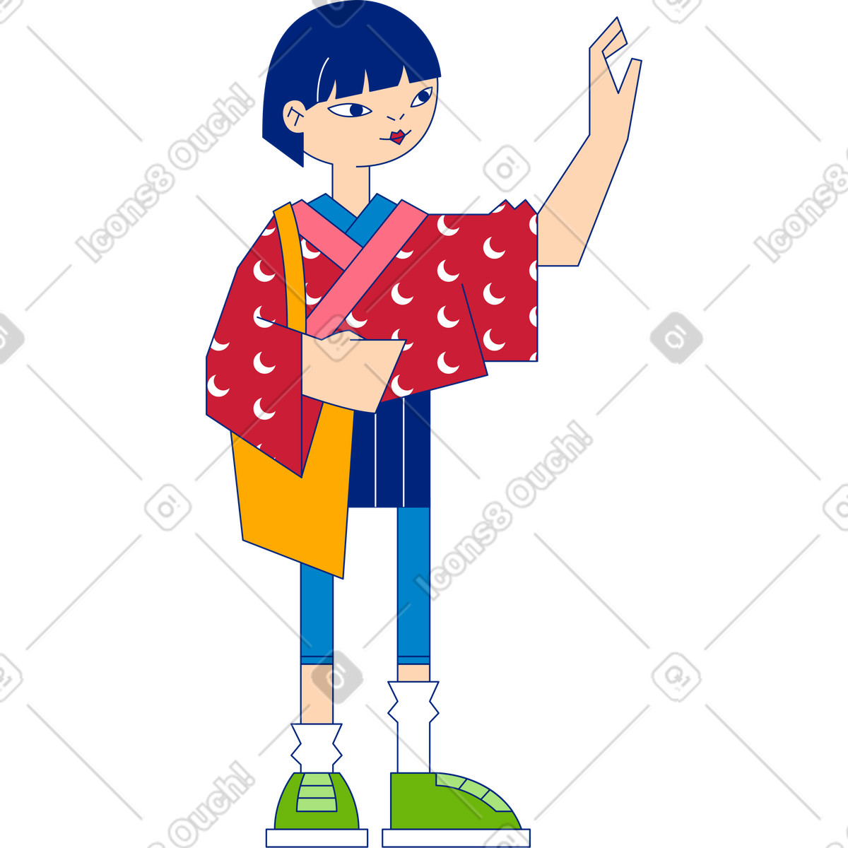 Illustration Fille dans le style Neo-Sakura à télécharger aux formats PNG, SVG
