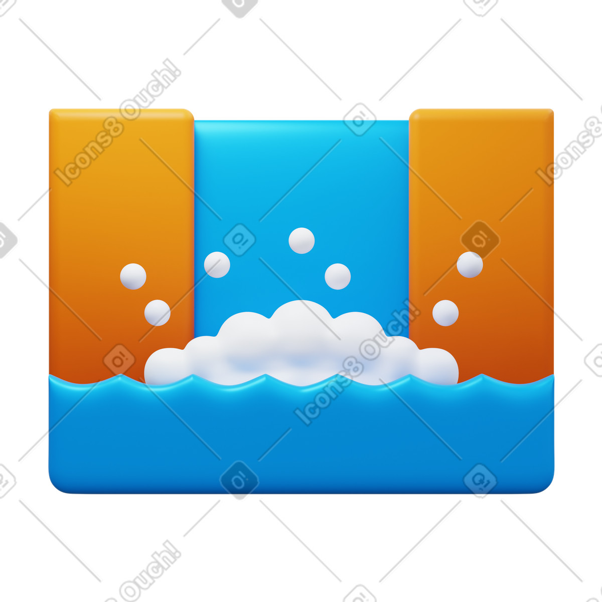 下载 3D Fluency 风格的 Waterfall 插画，支持 PNG、SVG 格式