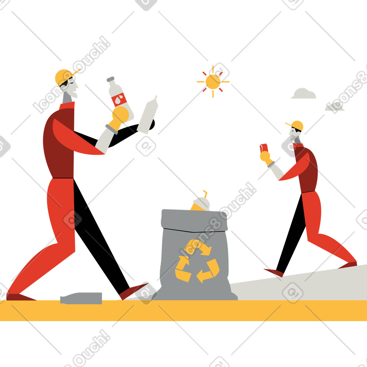 Illustration Ramasser les ordures dans le style Burgundy à télécharger aux formats PNG, SVG
