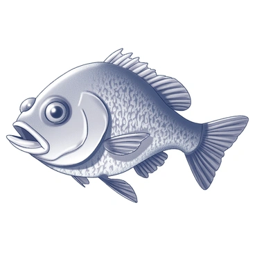 A detailed close-up illustration of a sunfish. The focus is on the fish's textured scales, which display a rugged, uneven surface with intricate patterns. The eyes are prominent and expressive, showcasing their round shape and reflective qualities. The mouth is slightly open, revealing its unique structure. The skin texture has various grooves and indentations, adding to the overall detail of the sunfish's appearance.