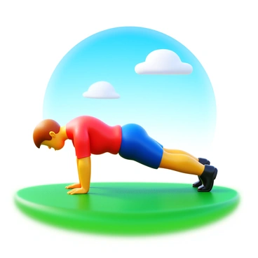 A person with an athletic build performing "pike push-ups" on a vibrant green grassy field. The individual is positioned with their hips raised high, hands placed firmly on the ground, and feet elevated, showcasing their strength and balance. In the background, a "bright, clear sky" stretches overhead, with a few fluffy white clouds scattered. Sunlight bathes the scene, highlighting the blades of grass and casting gentle shadows on the ground.