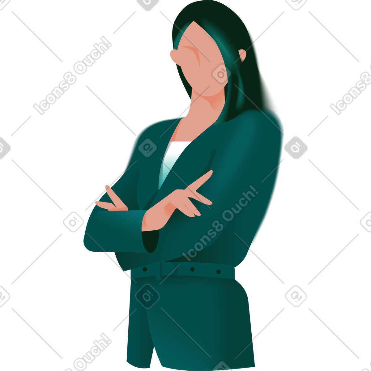 Business woman with her arms crossed on chest illustration in Office style download in PNG, SVG