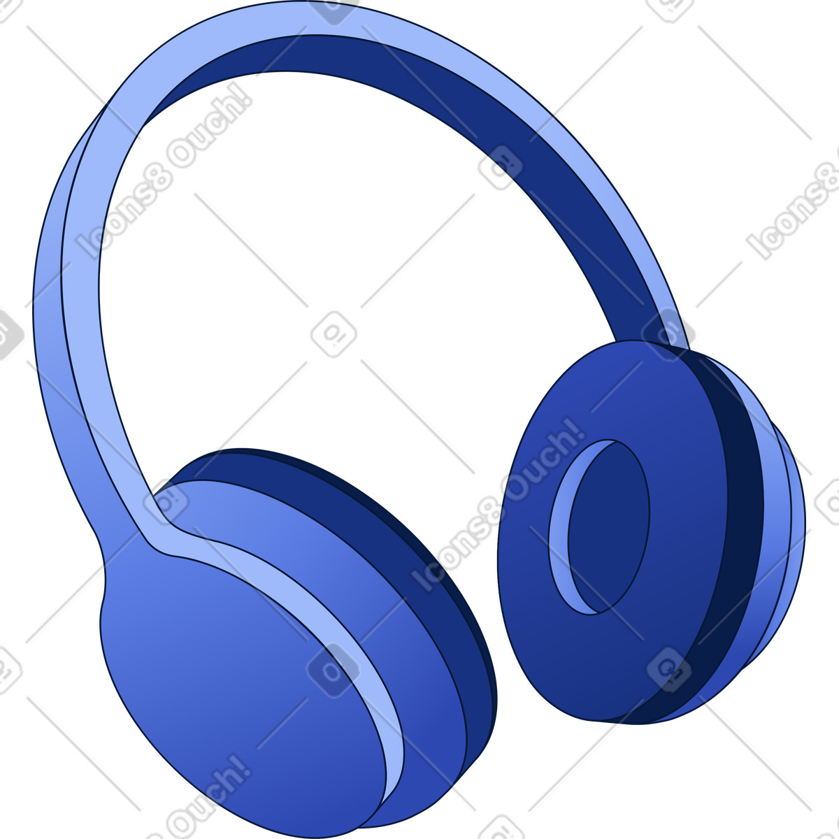Blue headphones illustration in Neat style download in PNG, SVG
