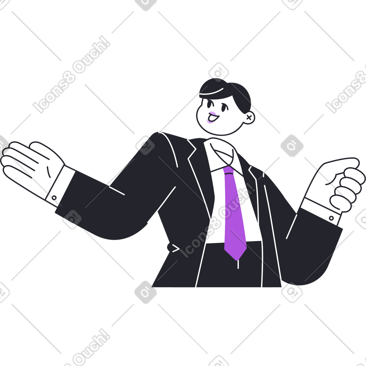 Uomo in smoking che presenta qualcosa illustrazione stile Grapy scarica PNG, SVG