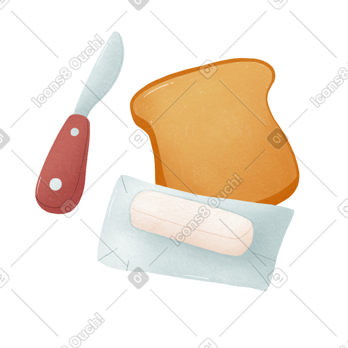 Ilustração de Pão com um pedaço manteiga em no estilo Woolly para baixar em PNG, SVG