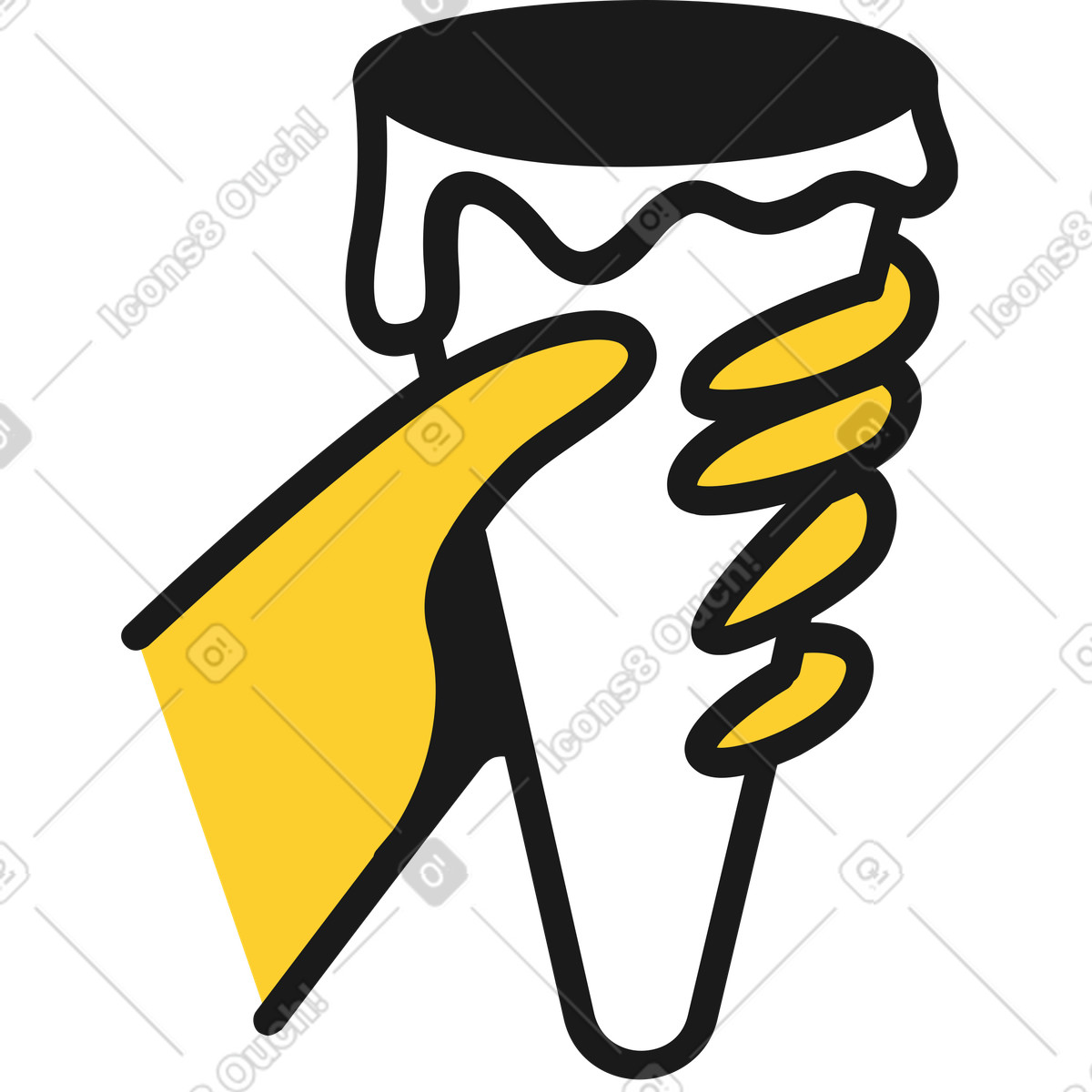 Ilustración Mano con gofre helado en estilo Taxi a descargar en PNG y SVG