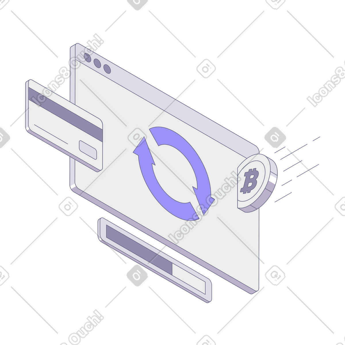 Online payment or transaction with bitcoin illustration in PNG, SVG