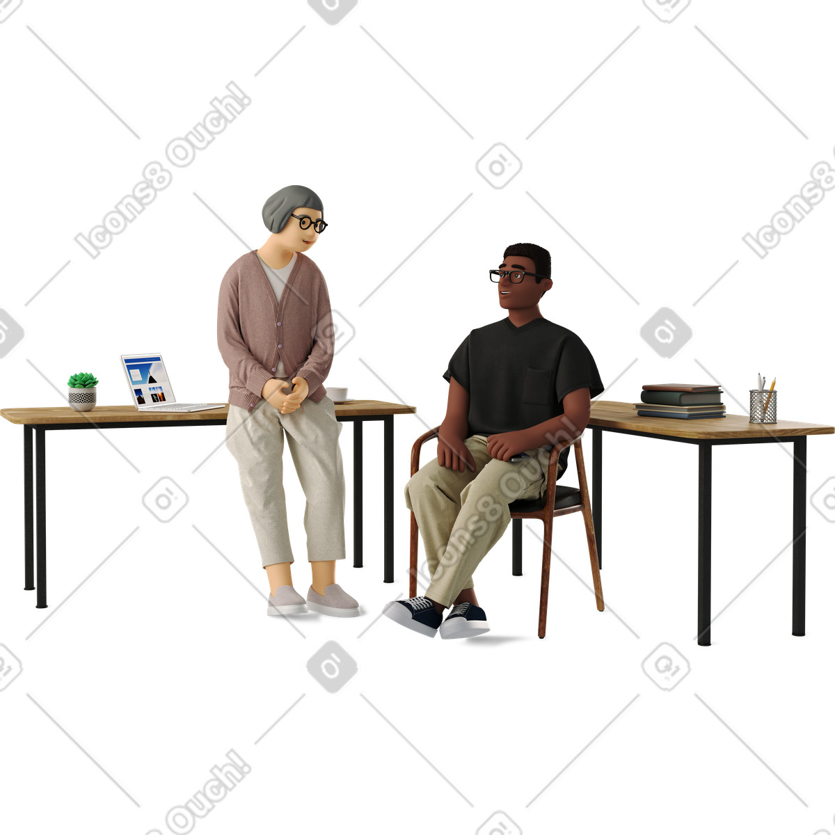 Woman and man discussing work plan illustration discussion clipart graphics vector image