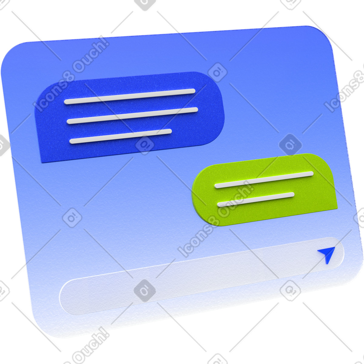 Chat interface UI, messaging app screen, speech bubbles layout illustration in PNG, SVG