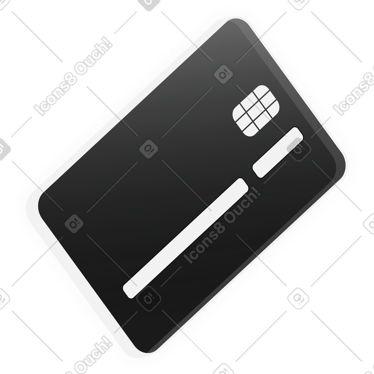 Black bank card with EMV chip illustration in Inverse style download in PNG, SVG
