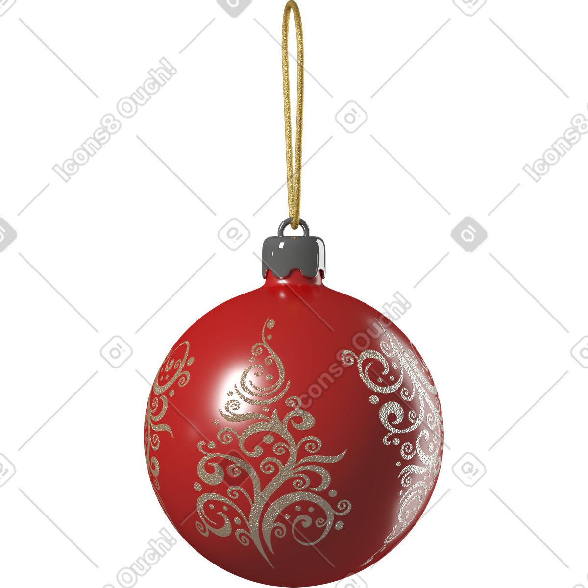 Red Christmas bauble with glitter ornament illustration in 3D Business style download in PNG, SVG