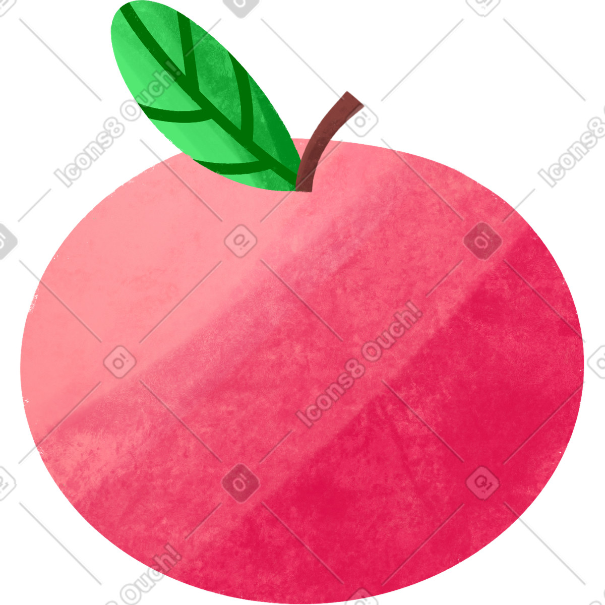Red apple illustration in Bonbon style download in PNG, SVG