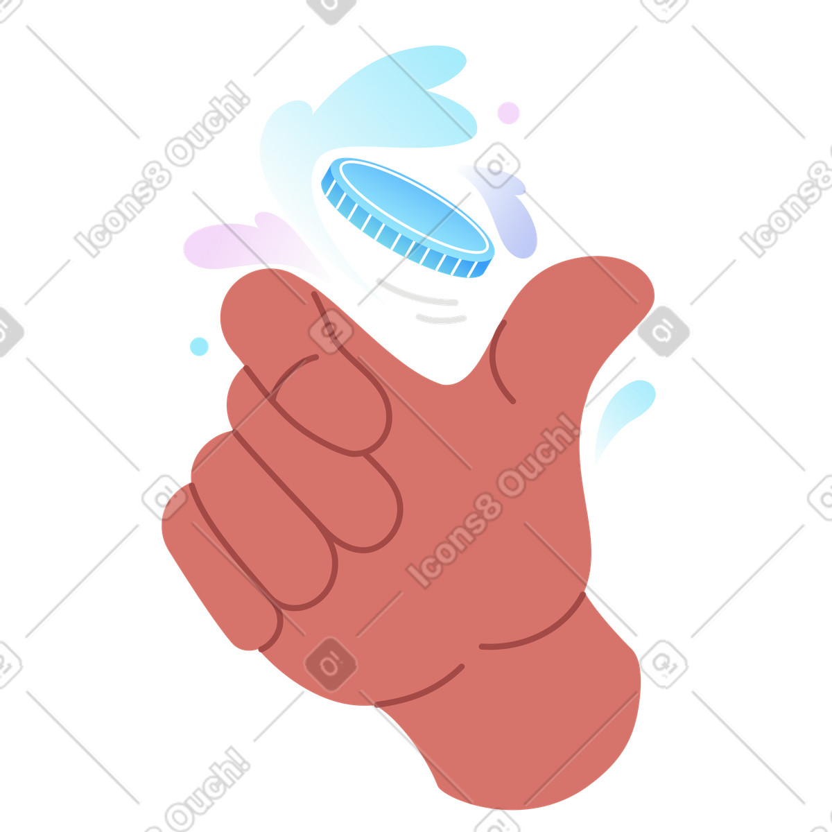 Ilustración Hand Flipping a Coin for decision en estilo Airy descargar en PNG y SVG