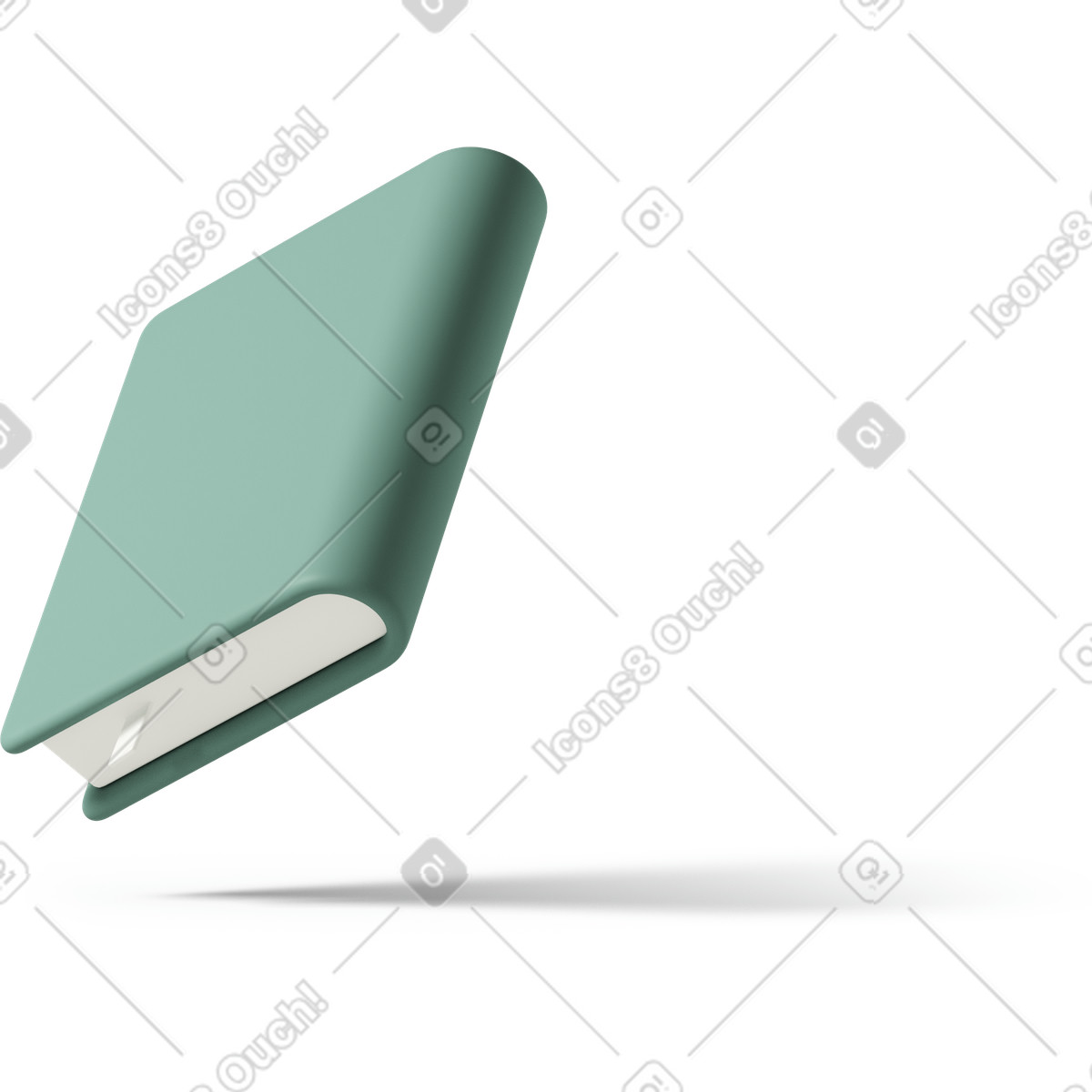 Green book floating-Illustration im 3D Casual life-Stil als Download in PNG, SVG