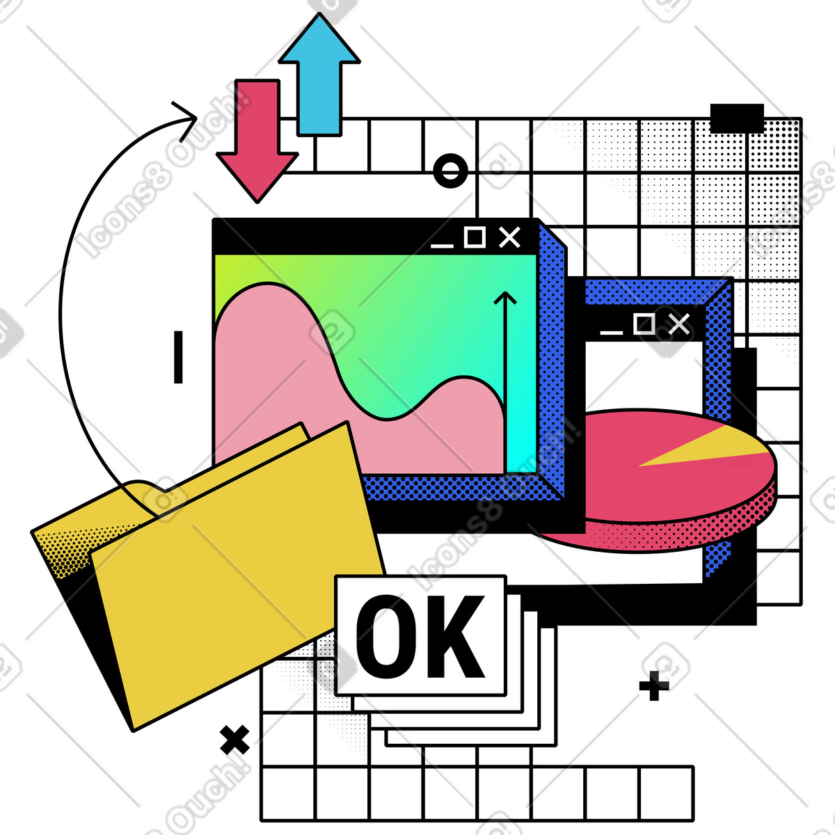 Analytics, graphs and data visualization illustration in PNG, SVG