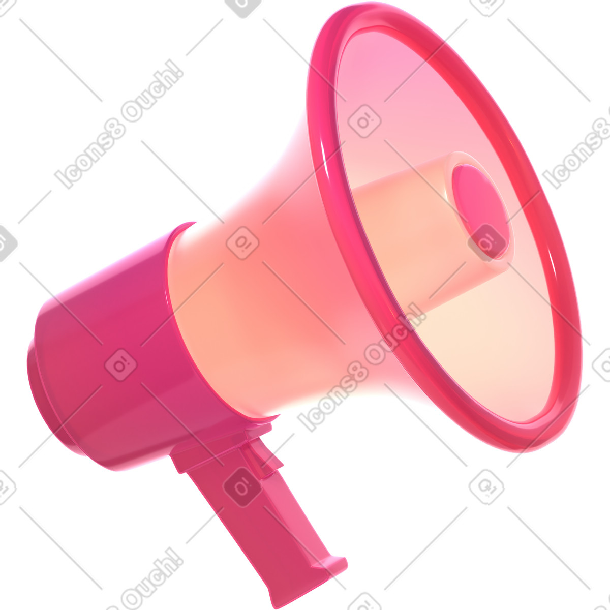 Megaphon-Illustration im 3D Glassy-Stil als Download in PNG, SVG