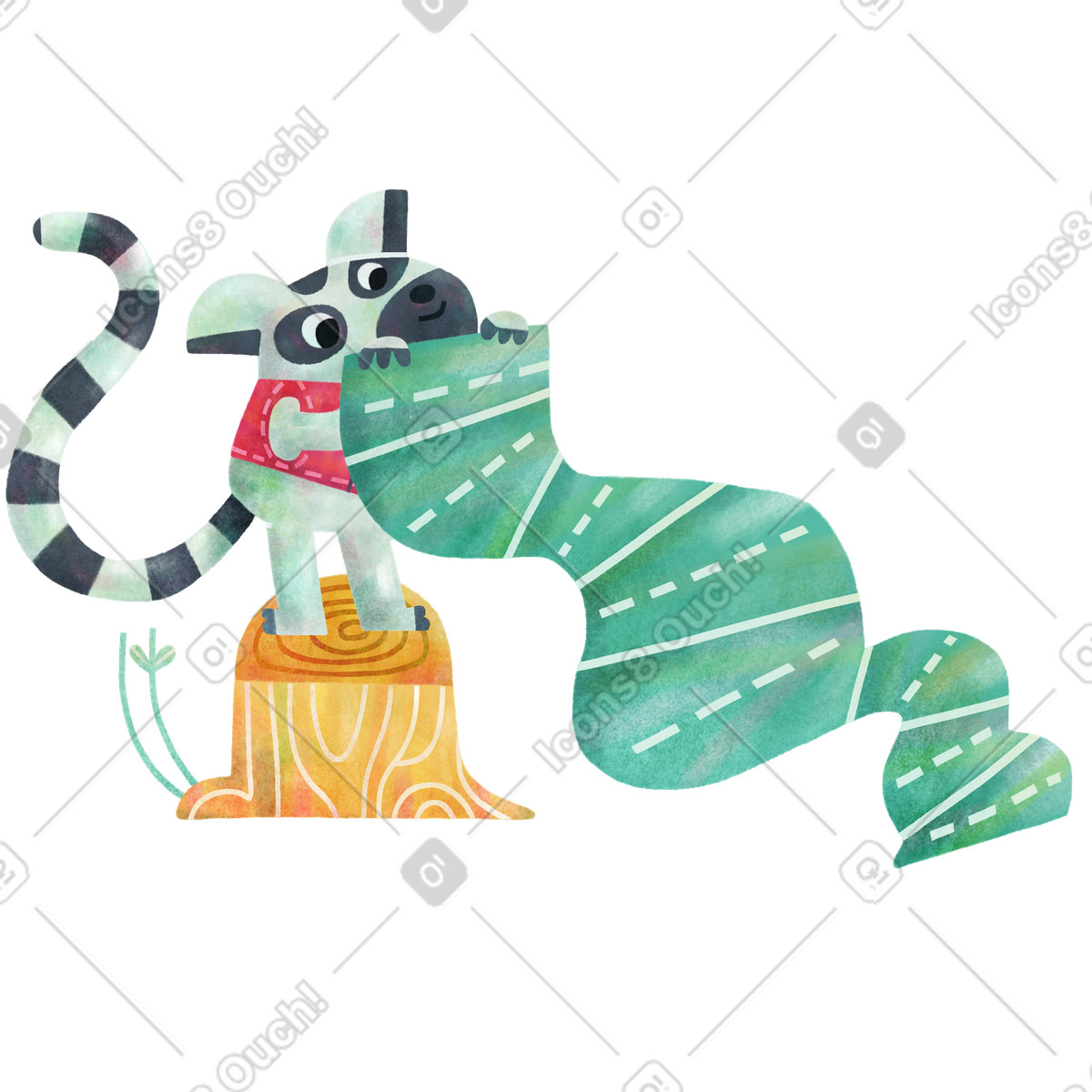 Lemur with a blank list illustration featuring empty clipart in PNG SVG