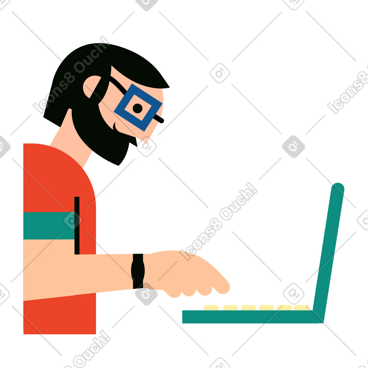 Mann tippen animierte Illustration im Polar-Stil als Download in GIF, Lottie (JSON), AE