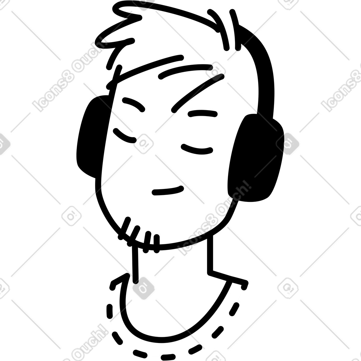 Kopf eines mannes mit kopfhörern-Illustration im Weekday-Stil als Download in PNG, SVG