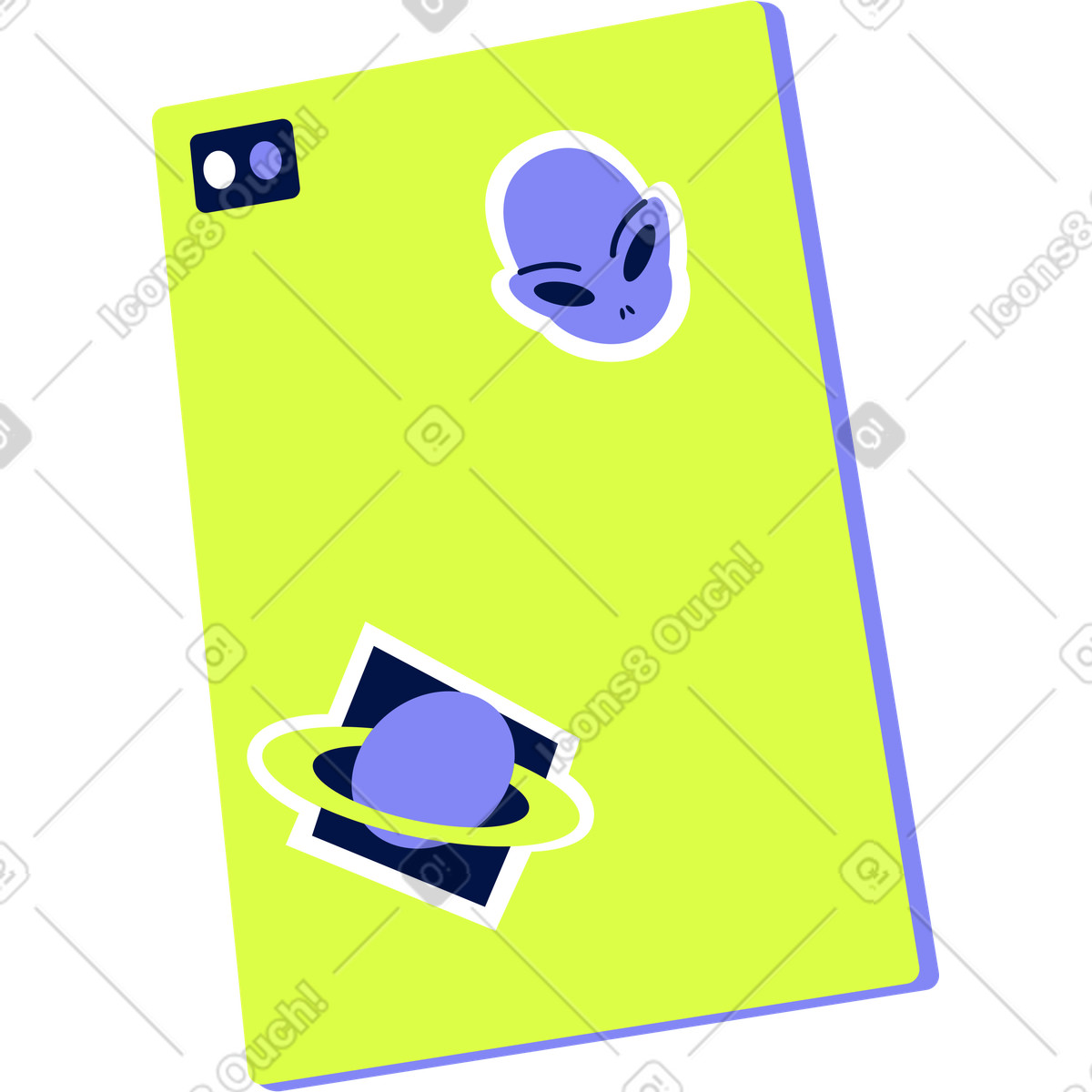 Ilustração de Laptop fechado com adesivos em no estilo Glow para baixar em PNG, SVG