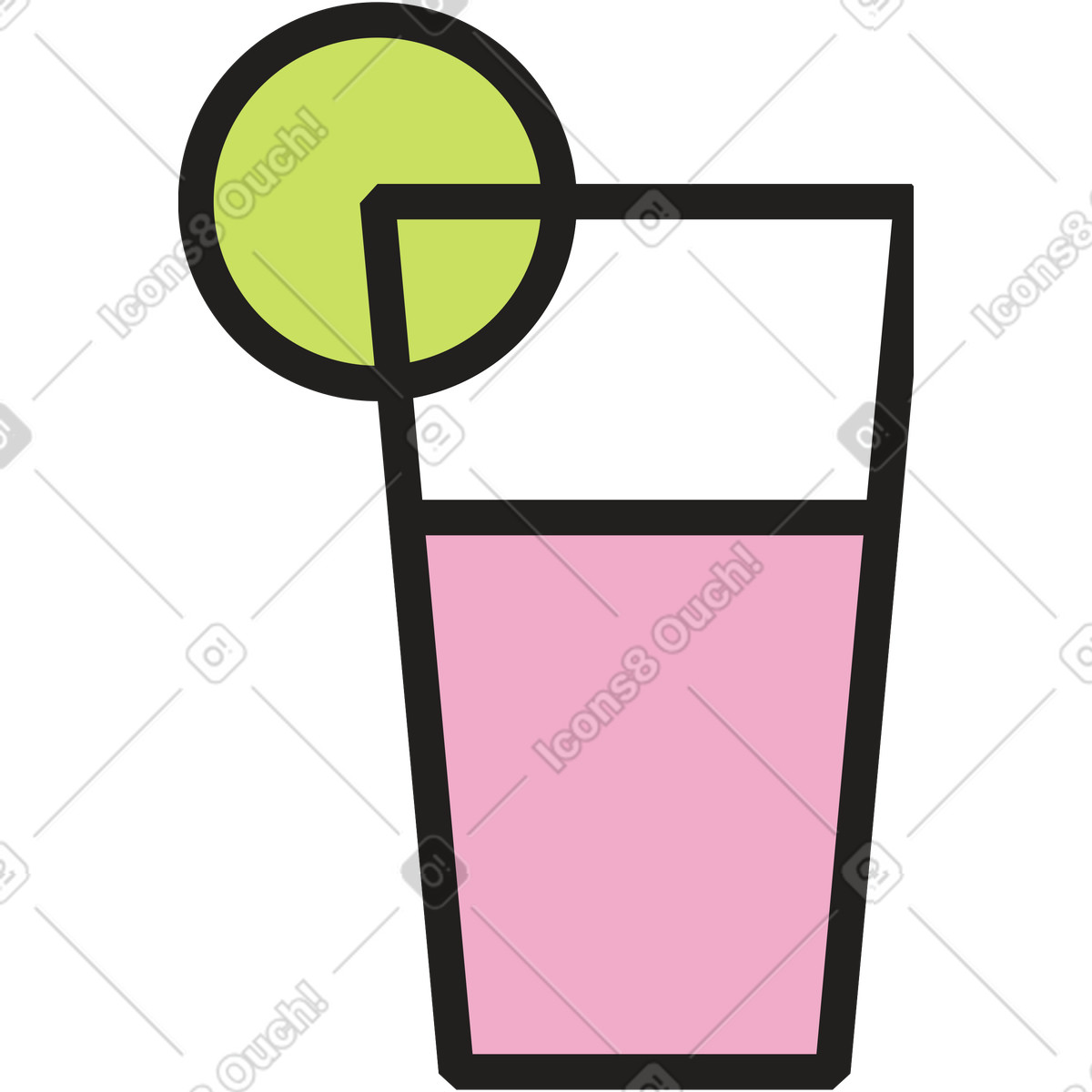 Glass with pink drink illustration in Dazzle style download in PNG, SVG