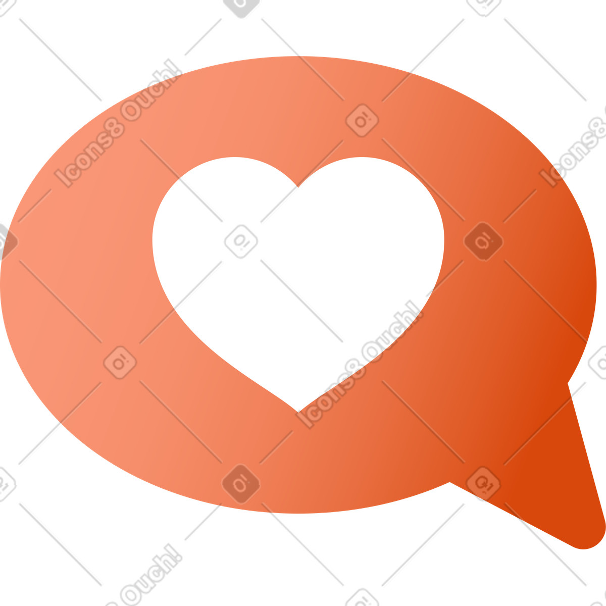 Speech bubble with a heart inside illustration in Orange style download in PNG, SVG