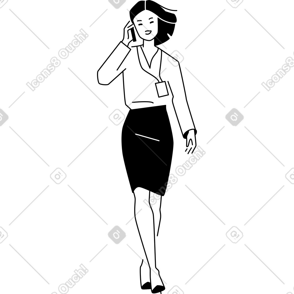 Ilustração animada de Empresária falando ao telefone em no estilo Weekday para baixar em GIF, Lottie (JSON), AE