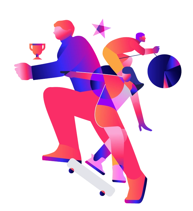 People engaging in various sports activities - Mix style illustration