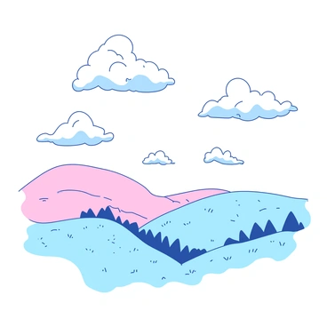 A dreamlike landscape with clouds forming surreal shapes and patterns
