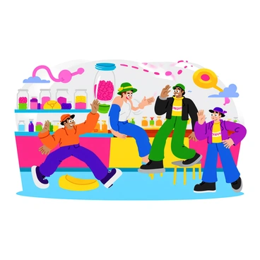 A group of bumbling robbers accidentally setting off silly traps while trying to steal candy.