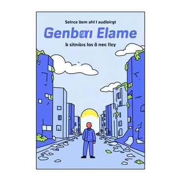 A book cover featuring a broken cityscape under a cloudy, gray sky. The buildings are tall but in disrepair, with cracks and vines overtaking their surfaces. In the foreground, there is a lone figure wearing a tattered coat, standing on a rubble-strewn street. The figure looks towards the horizon, where a faint light breaks through the clouds. In the background, silhouettes of damaged skyscrapers contrast against the sky, and hints of overgrown vegetation can be seen creeping into the urban scene. The title of the novel appears at the top in bold, attention-grabbing letters.