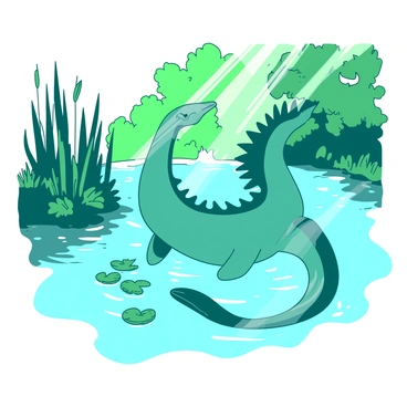 A mythical kelpie enjoying a swim in a serene, untouched lake