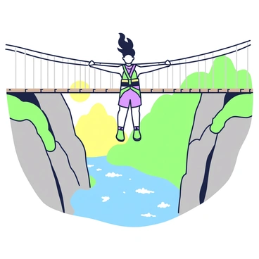 A person bungee jumping off a bridge, captured during the moment of free fall.