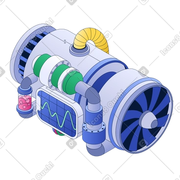 Abstract device or engine animated illustration in GIF, Lottie (JSON), AE