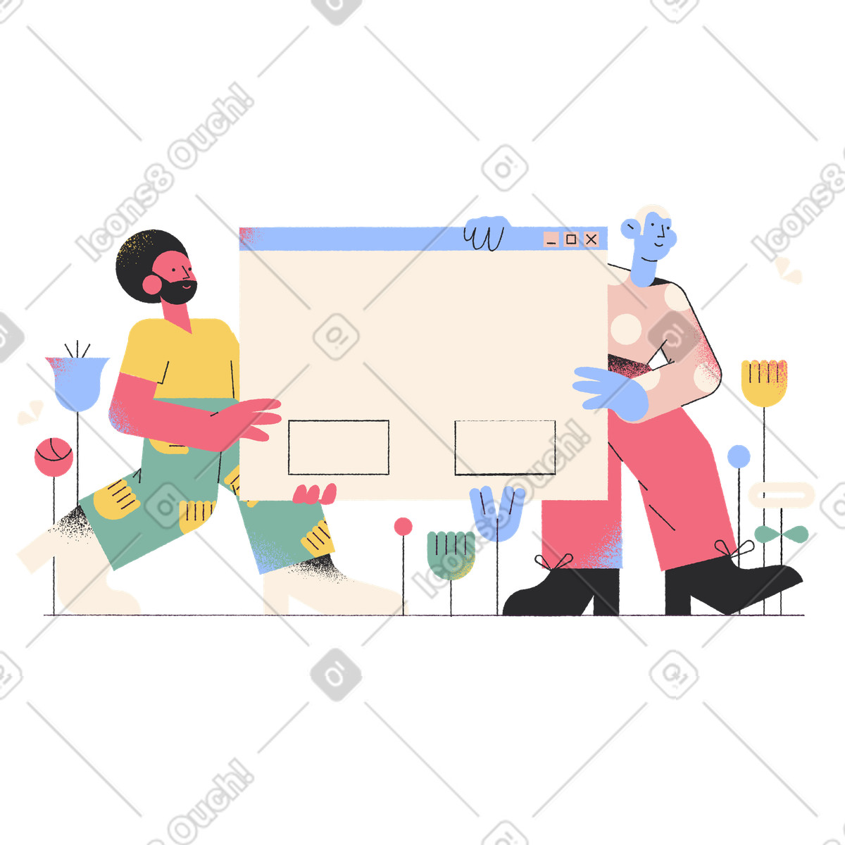 Users holding dialog window, Modal UX or delete confirmation concept illustration in Pablo style download in PNG, SVG