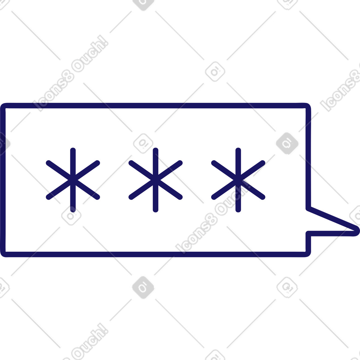 Ilustración Bocadillo de diálogo con un signo contraseña en estilo Matey a descargar en PNG y SVG