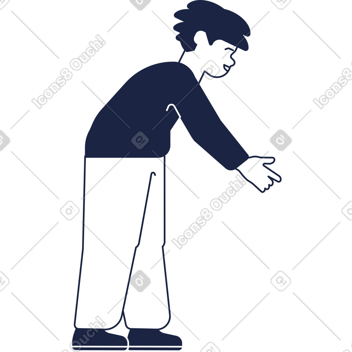 Illustration Le garçon se penche en avant dans style Urban Line à télécharger aux formats PNG, SVG