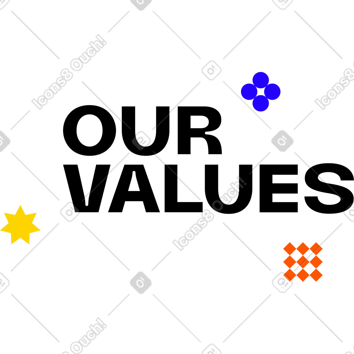 Text our values illustration in Framework style download in PNG, SVG