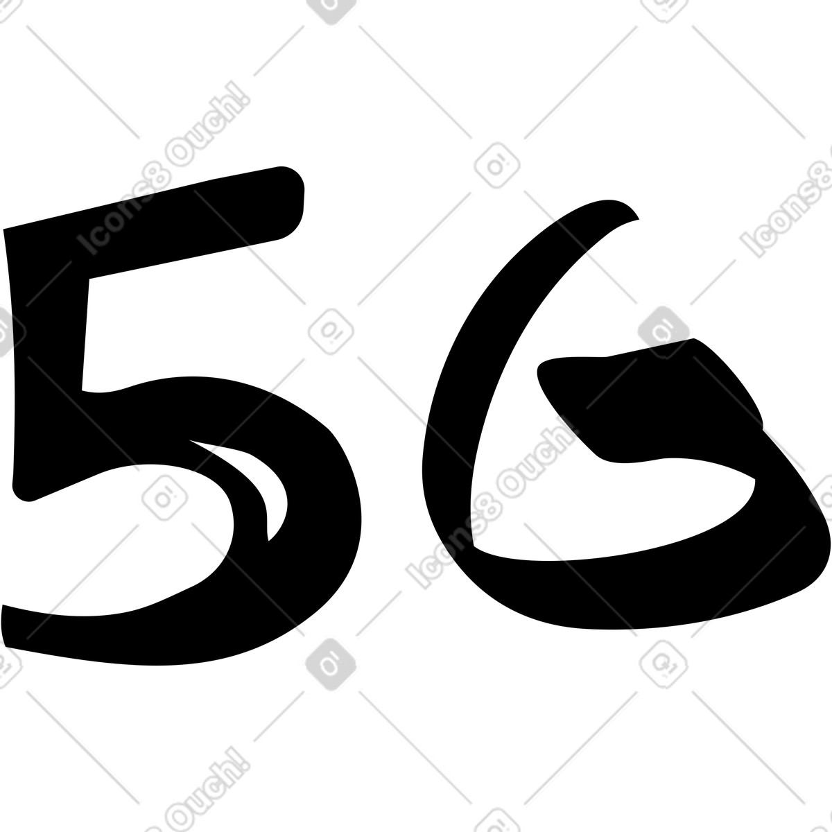 下载 Line 风格的 Lettering 5g 插画，支持 PNG、SVG 格式