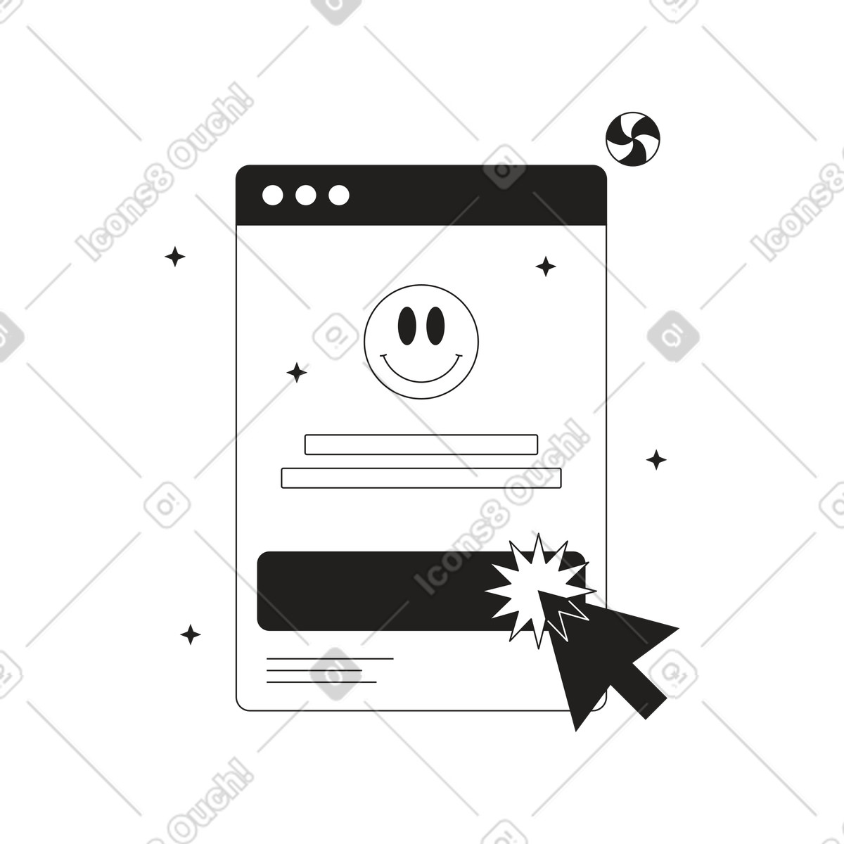 Ilustração de Cartão aberto online com um smiley em no estilo Tokyo para baixar em PNG, SVG