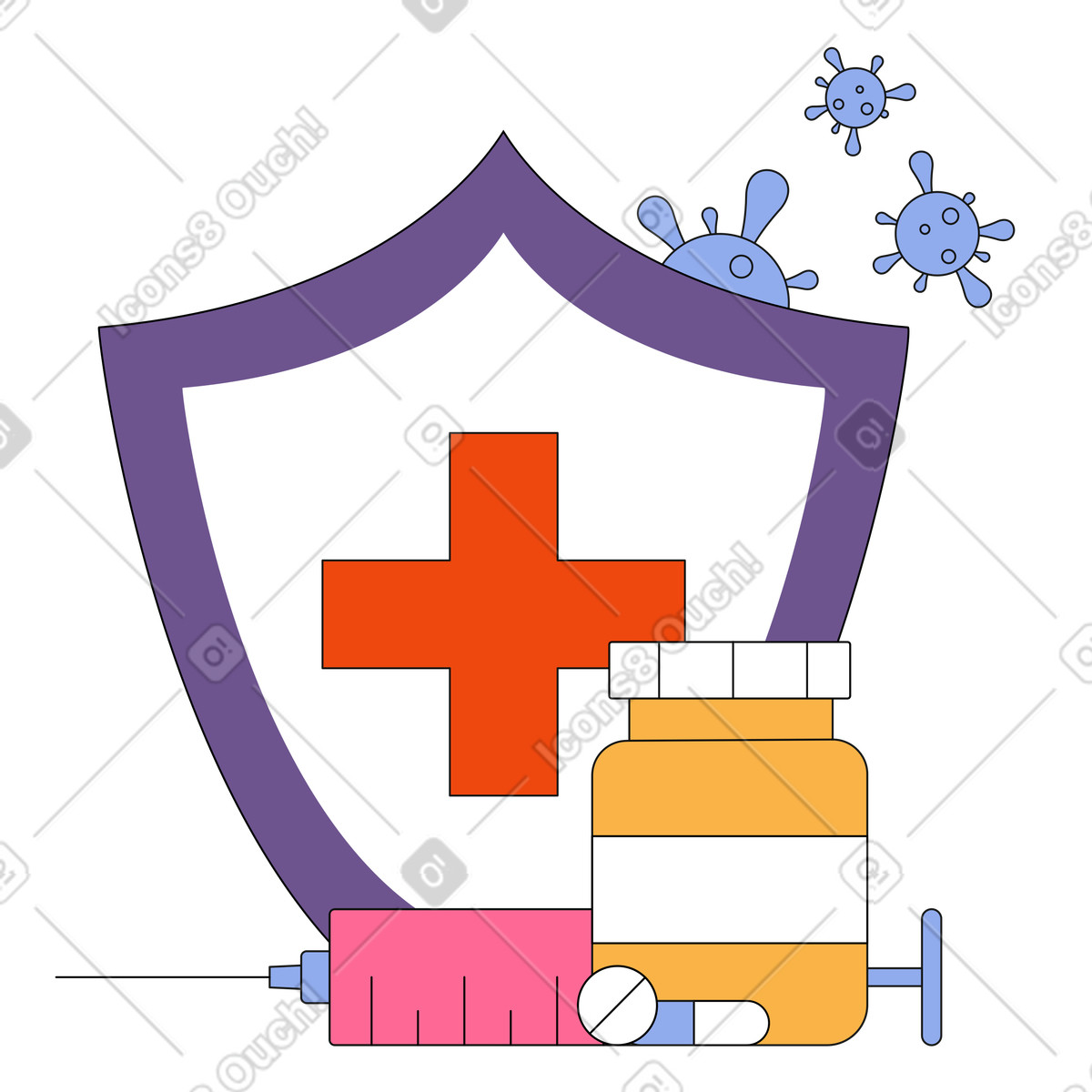 下载 Bloom 风格的 Covid疫苗接种和药物 插画，支持 PNG、SVG 格式