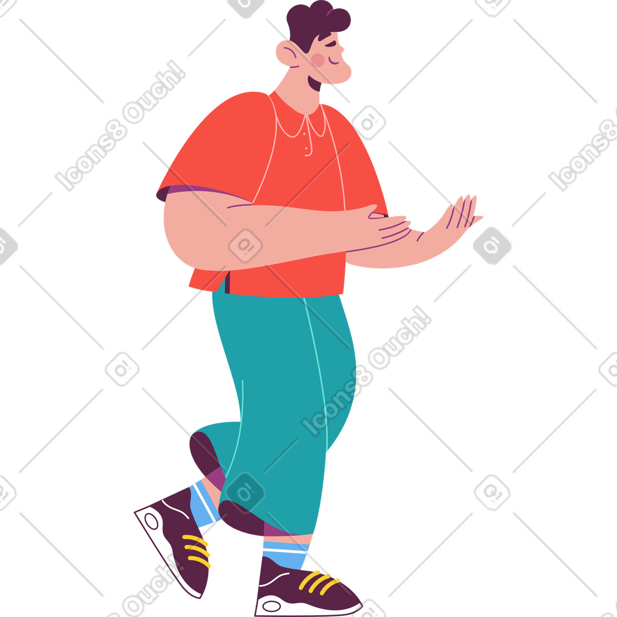 Man carrying something in his hands illustration Sammy style download PNG, SVG