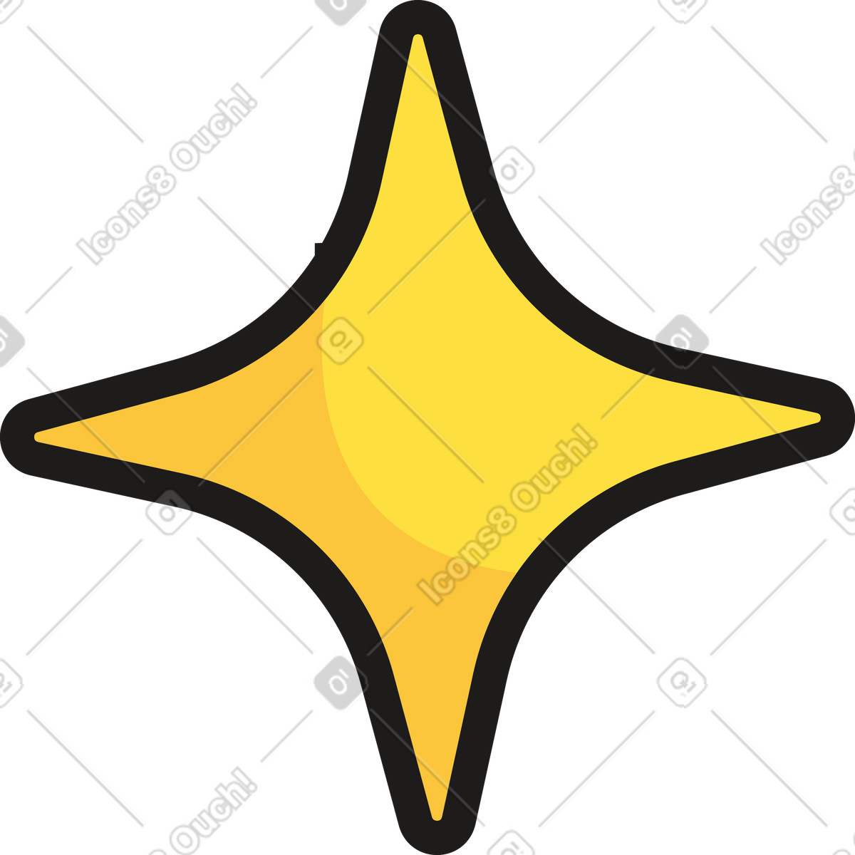 Ilustración Pequeña estrella de cuatro puntas en estilo Moji a descargar en PNG y SVG