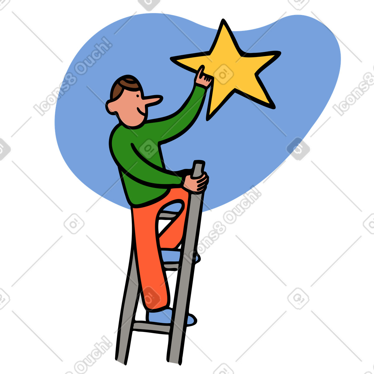 Climbing a ladder to achieve dreams and goals illustration achievement clipart PNG SVG GIF