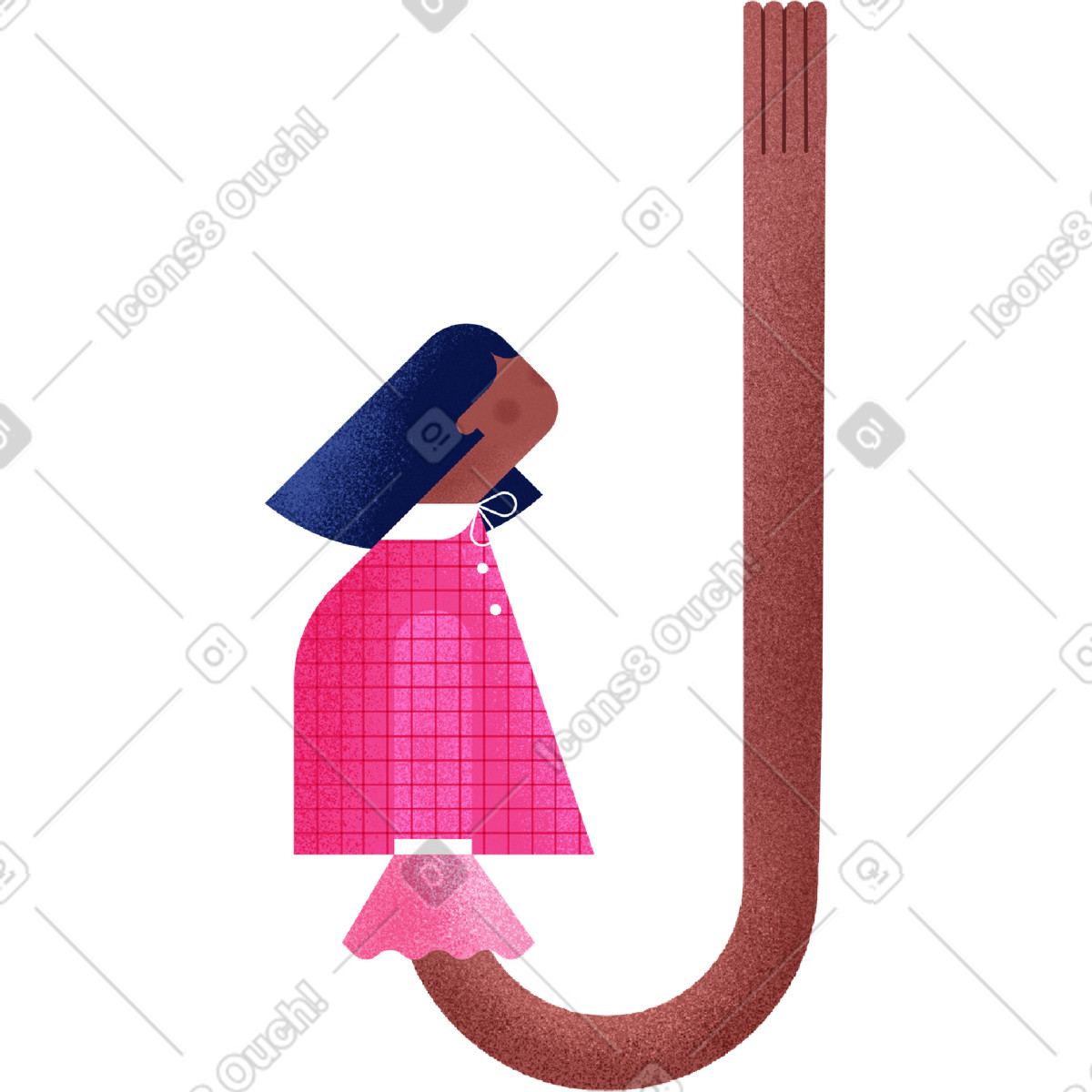 Willowy スタイルの Torso of a girl in pink shirt with her hand up のイラストをPNG、SVG形式でダウンロード
