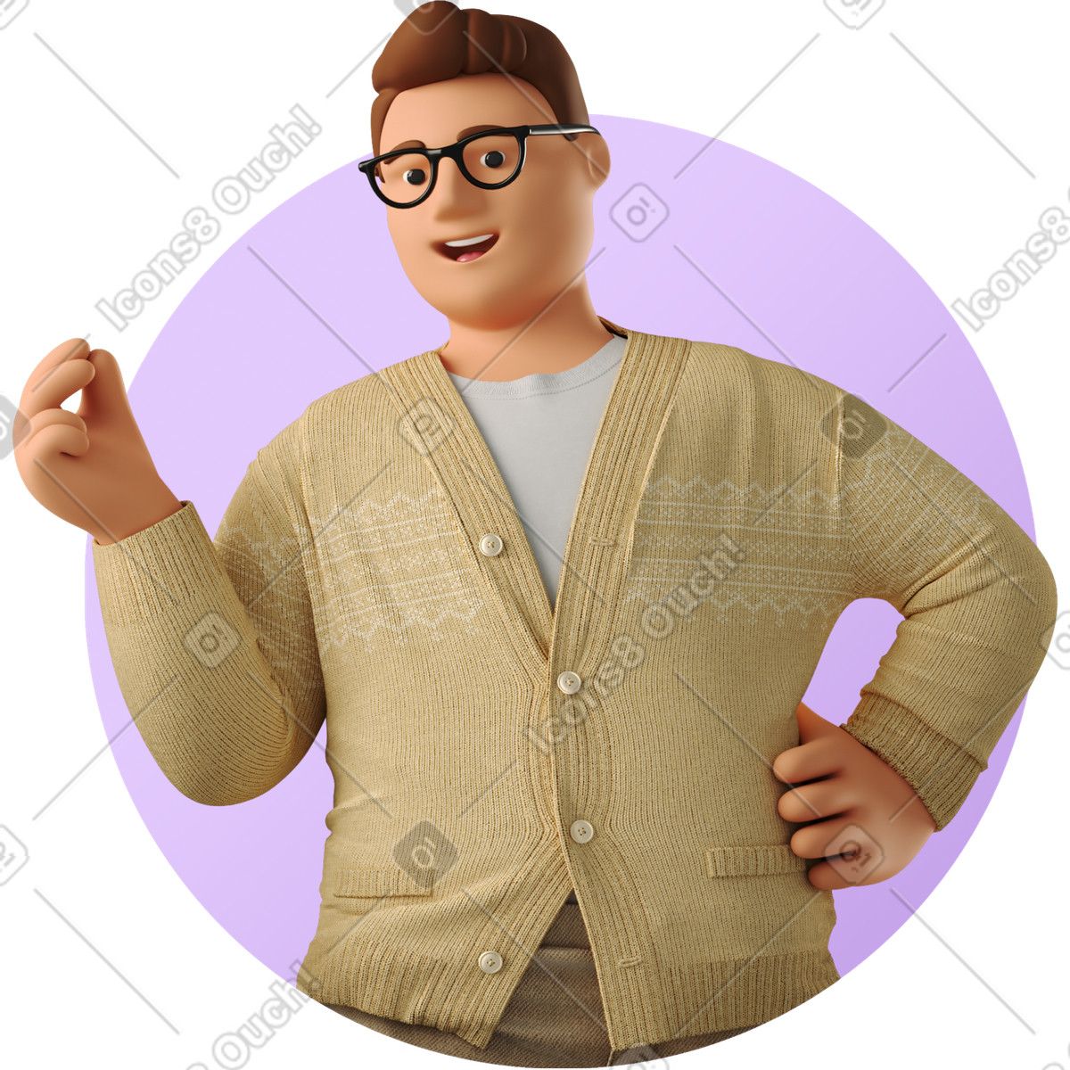 3D Business 스타일의 Man with glasses snapping fingers 일러스트레이션 PNG, SVG 다운로드