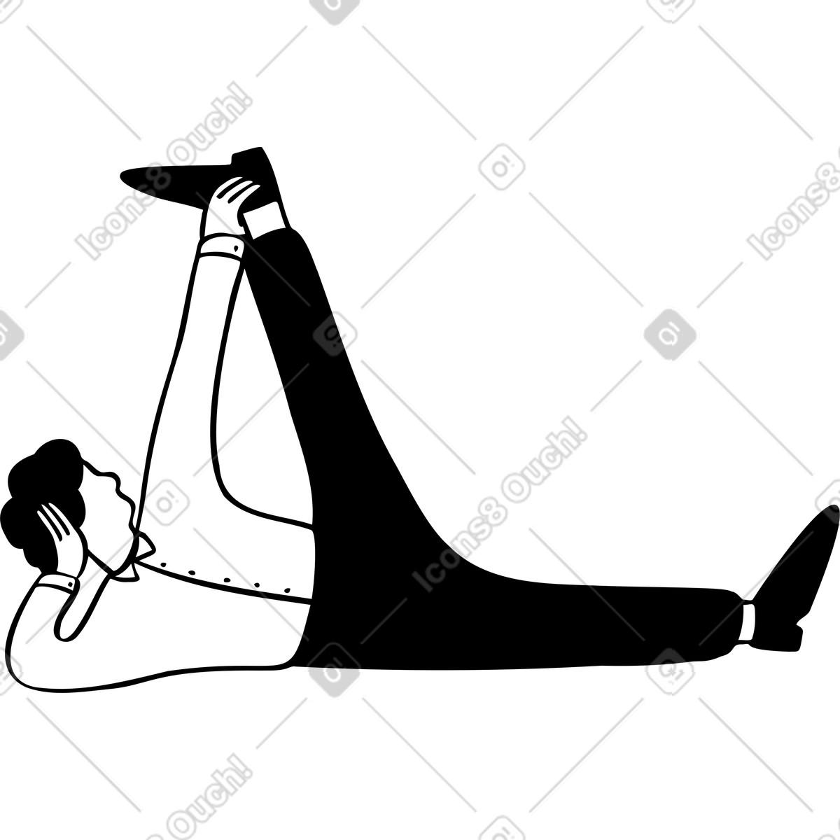 下载 Journal 风格的 男人躺着，腿抬起 插画，支持 PNG、SVG 格式