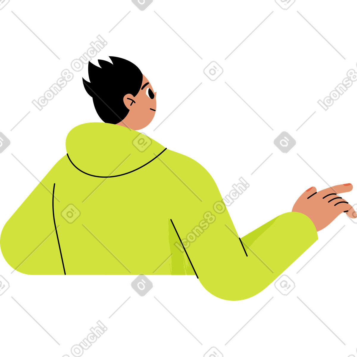 Vista posteriore dell'uomo illustrazione in stile Juicy scarica in PNG, SVG